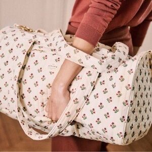 Sézane RARE Quilted Overnight Bag - Tulips